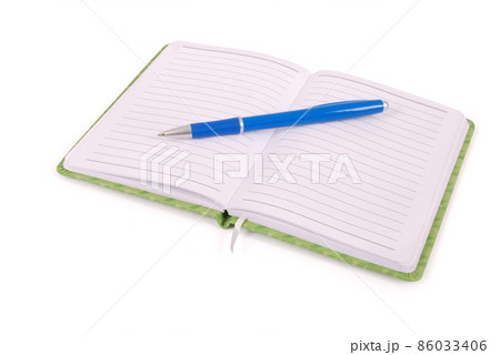 White notebook and blue handle 86033406