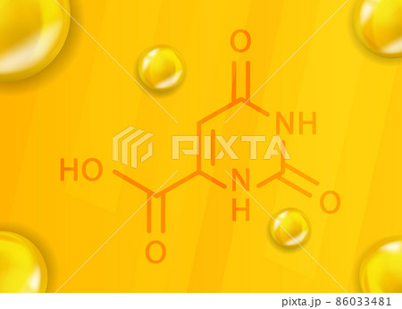 Vitamin B13 chemical formula. Vitamin B13 Realistic chemical molecular structure Vitamin B13 chemical formula. Vitamin B13 Realistic chemical molecular structure 86033481