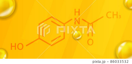 Paracetamol chemical formula. Paracetamol 3D Realistic chemical molecular structure 86033532