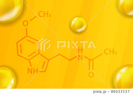 Melatonin chemical formula. Melatonin 3D Realistic chemical molecular structure 86033537
