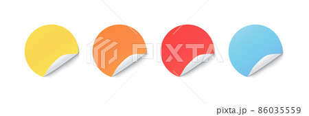 Paper round sticker with peeling corner and shadow Paper round sticker with peeling corner and shadow 86035559