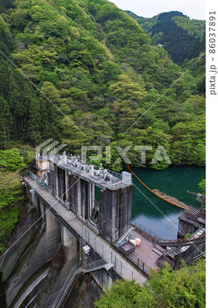 東京都/ 新緑の白丸調整池（白丸ダム） 86037891