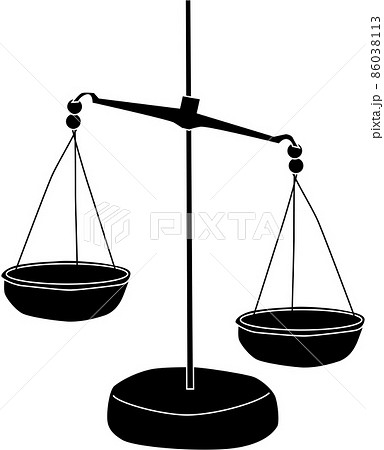 右が重い天秤のシルエットのイラスト素材