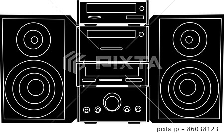 音楽を楽しむコンポのシルエット 86038123
