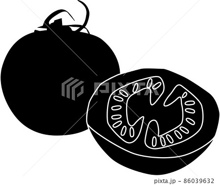 カットしたトマトのシルエットのイラスト素材