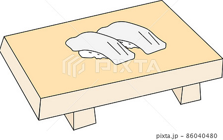 台の上にあるイカのお寿司 イラスト素材 のイラスト素材