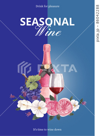 Poster template with wine party concept,watercolor style Poster template with wine party concept,watercolor style 86042288