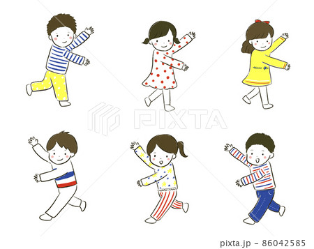 おすすめを紹介をするかわいい手書きのこどもたちのイラスト素材