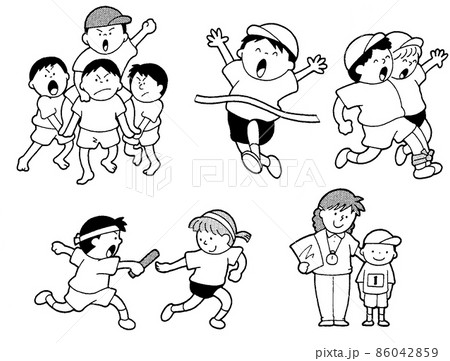 子供の学校生活歳時記運動会のイラスト素材