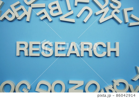 Research alphabet letters on blue background Research alphabet letters on blue background 86042914