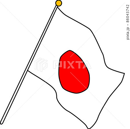 風になびくカワイイ日本国旗のイラスト素材のイラスト素材