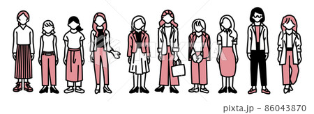様々な女性の集団イラスト 86043870