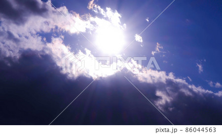 太陽と青空　雲と影 86044563