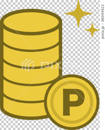 Illustration of stacked golden point coins - Stock Illustration ...