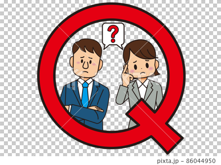 ハテナ?マークを出して悩む大人ビジネスマン ハテナ?マークを出して悩む大人ビジネスマン 86044950