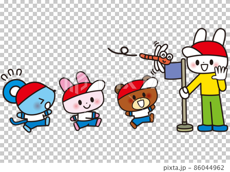 A child frame that works hard at a fun athletic meet 86044962