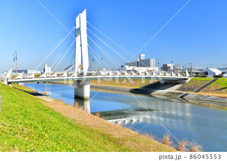 稲荷橋／新芝川を下流側より望む(埼玉県川口市)【2021.11】 86045553