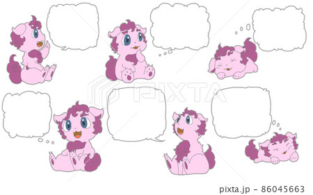 可愛い沖縄シーサーの吹き出しピンク 86045663