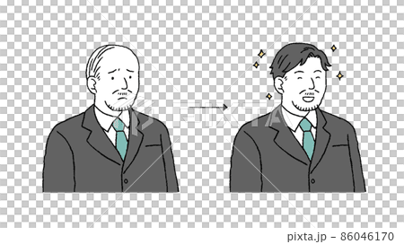 シンプルなタッチ シニア世代のビジネスマンのヘアケアのイラストレーション シンプルなタッチ シニア世代のビジネスマンのヘアケアのイラストレーション 86046170