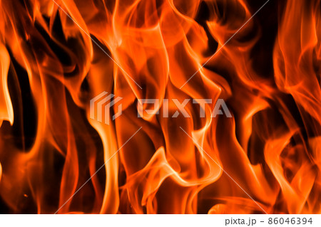 Flames of fire on a black background. The mystery of fire. 86046394