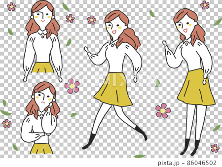 若い女性　セット　イラスト素材 86046502