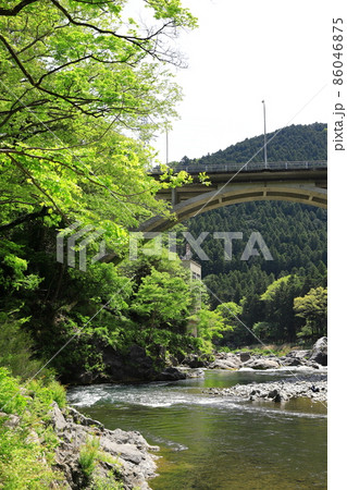 新緑の御岳渓谷 タテ位置 新緑の御岳渓谷 タテ位置 86046875