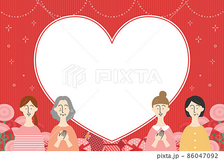 母の日 メッセージカード テンプレート 赤 横向き のイラスト素材