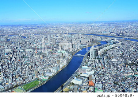 東京スカイツリーからの眺め(2022年元旦) 東京スカイツリーからの眺め(2022年元旦) 86048597