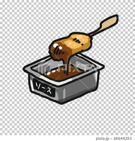 Illustration of kushikatsu soaked in sauce. Illustration of kushikatsu soaked in sauce. 86049263