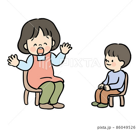 先生と、先生に注目する子ども 86049526