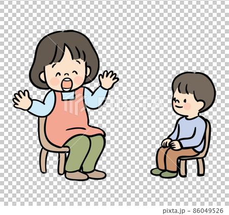 先生と、先生に注目する子ども 86049526