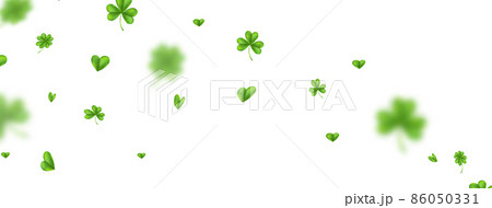 St Patrick day long banner. Clover leaf background. Shamrock green leaves. Happy Irish saint card. Festival Ireland flower. Lucky fortune symbol. Celebration march frame. Vector illustration 86050331