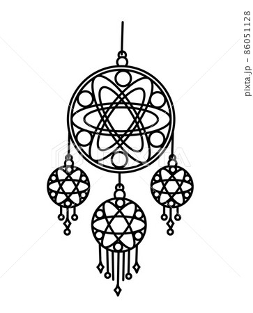 Dreamcatcher. Magical symbols doodles esoteric boho mystical hand - drawn elements stone crystals . Magical vector elements 86051128