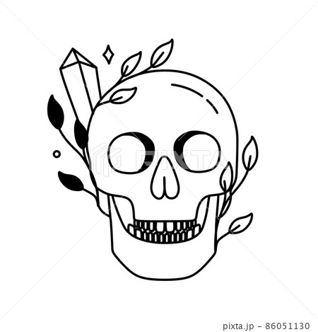 Skull. Magical symbols doodles esoteric boho mystical hand - drawn elements stone crystals . Magical vector elements 86051130