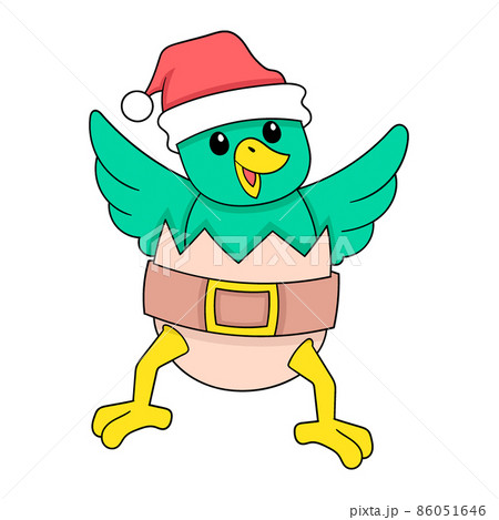 Bird With Egg Shell Celebrating Christmas のイラスト素材