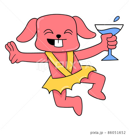 a puppy wearing a waiter outfit is carrying a drink, doodle icon image kawaii a puppy wearing a waiter outfit is carrying a drink, doodle icon image kawaii 86051652