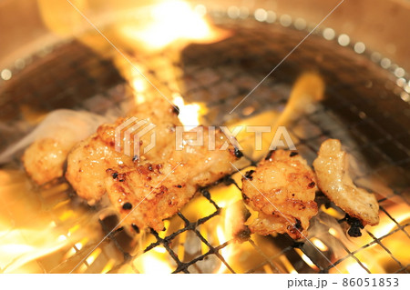 網で焼くテッチャン（ホルモン） 86051853