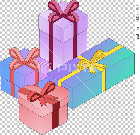 A set illustration of a colorful gradation gift box with a main line. A set illustration of a colorful gradation gift box with a main line. 86052397