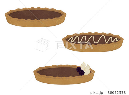 シンプルなチョコレートタルトのイラストセット シンプルなチョコレートタルトのイラストセット 86052538