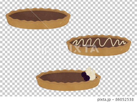 シンプルなチョコレートタルトのイラストセット シンプルなチョコレートタルトのイラストセット 86052538