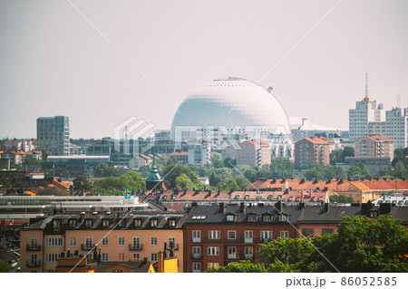 Stockholm, Sweden. Ericsson Globe In Summer Skyline. It's Currently The Largest Hemispherical Building In The World, Used For Major Concerts, Sport Events. Stockholm, Sweden. Ericsson Globe In Summer Stockholm, Sweden. Ericsson Globe In Summer Skyline. It's Currently The Largest Hemispherical Building In The World, Used For Major Concerts, Sport Events. Stockholm, Sweden. Ericsson Globe In Summer 86052585