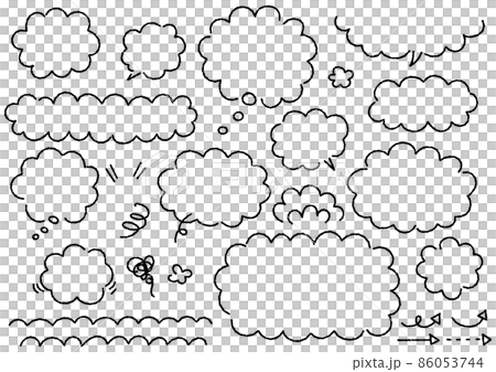 手書きのもこもこ吹き出しセット(デコボコの線) 手書きのもこもこ吹き出しセット(デコボコの線) 86053744