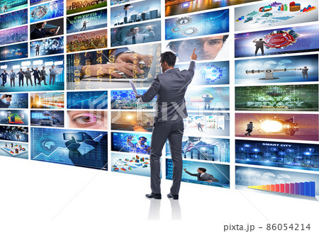 The concept of streaming video with businessman 86054214