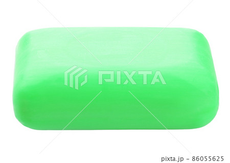 Pieces of green soap isolated on white background. Pieces of green soap isolated on white background. 86055625
