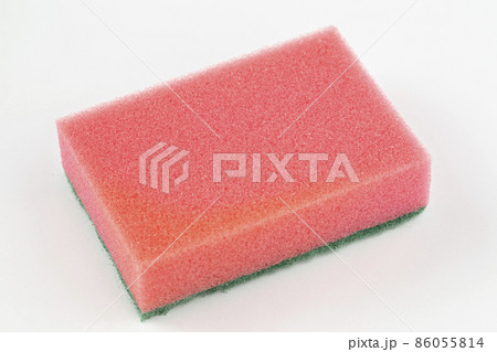 Artificial fibre sponge on a white background. 86055814