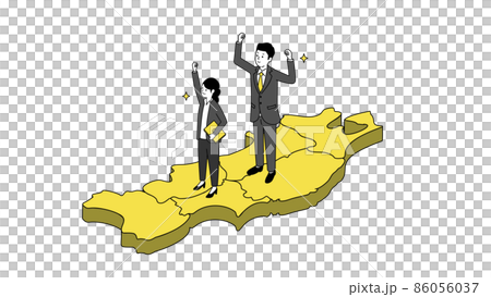 A smiling business person standing on a map of the Tohoku region, 3D illustrations, vector illustrations 86056037