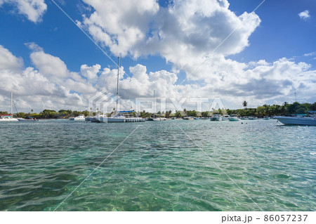Boats in harbor at Boca Chica, Dominican Republic 86057237