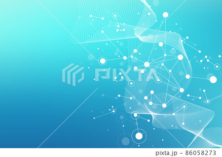 Big Genomic Data Visualization. DNA helix, DNA strand, DNA Test. CRISPR CAS9 - Genetic engineering. Molecule or atom, neurons. Abstract structure for Science or medical background, banner. Wave flow. Big Genomic Data Visualization. DNA helix, DNA strand, DNA Test. CRISPR CAS9 - Genetic engineering. Molecule or atom, neurons. Abstract structure for Science or medical background, banner. Wave flow. 86058273