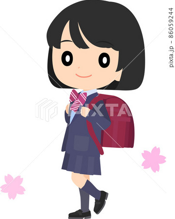 ランドセルを背負ってニッコリしている女の子 ランドセルを背負ってニッコリしている女の子 86059244