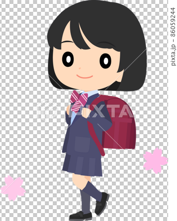 一個背著書包微笑的女孩 一個背著書包微笑的女孩 86059244